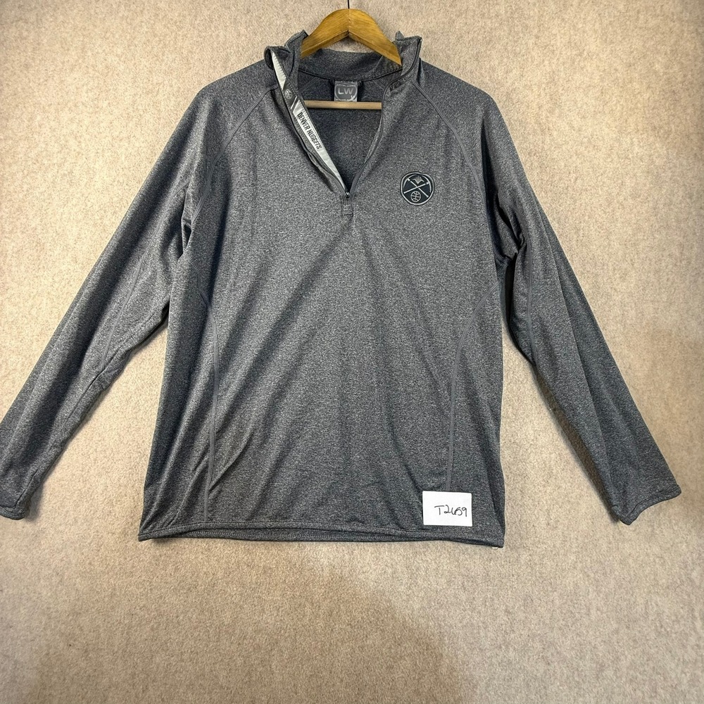 Levelwear Denver Nuggets Mens Small Gray Quarter Zip Pullover Activewear Shirt